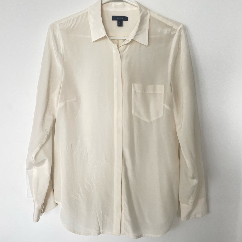 J Crew cream silk blouse
